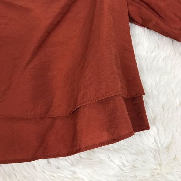 GIANNI BINI Burnt Orange Cropped Peasant Blouse Top Puff Sleeve Size Small New - Picture 9 of 13